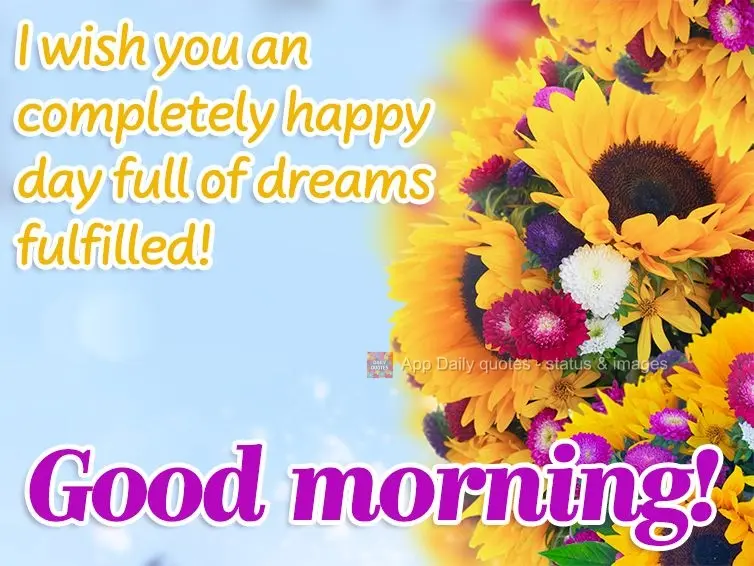 I wish you a completely happy day full of dreams fulfilled! Good morning!