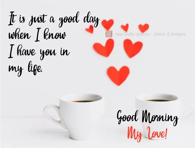 It is just a good day when I know I have you in my life. Good Morning my love!