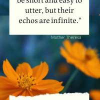 "Kind words may be short and easy to utter, but their echos are infinite." Good morning! Mother Theresa