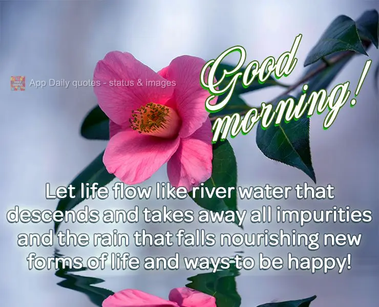 Let life flow like river water that descends and takes away all impurities and the rain that falls nourishing new forms of life and ways to be happy! Goo...