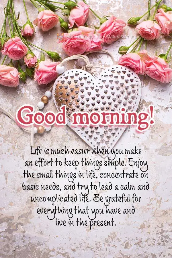Life is much easier when you make an effort to keep things simple. Enjoy the small things in life, concentrate on basic needs, and try to lead a calm and...