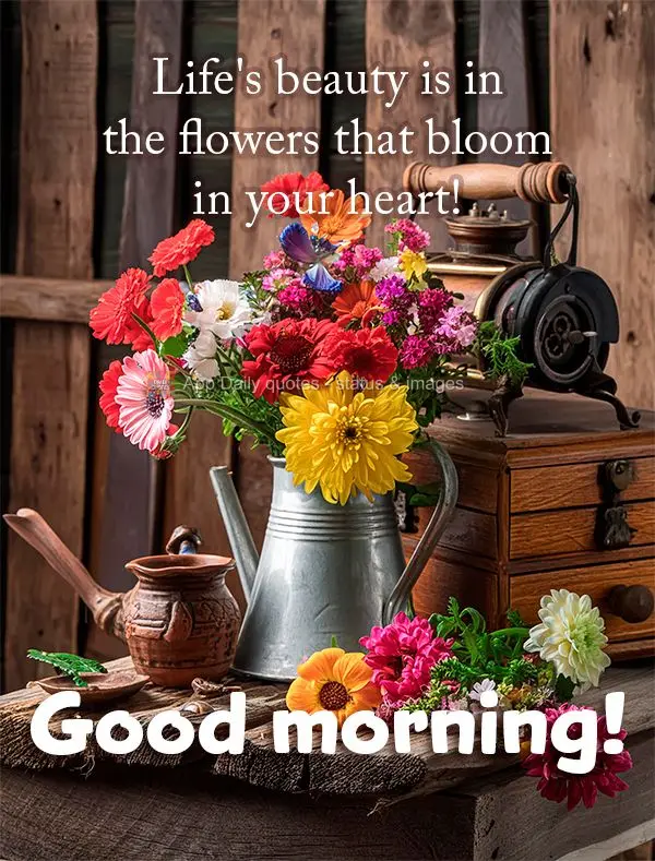 Life's beauty is in the flowers that bloom in your heart! Good morning!