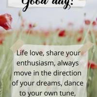 Live love, share your enthusiasm, always move in the direction of your dreams, dance to your own tune, and be thankful for all the daily blessings! Have ...