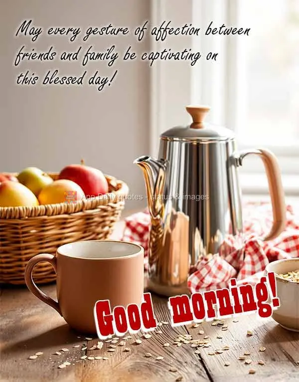 May every gesture of affection between friends and family be captivating on this blessed day! Good morning!