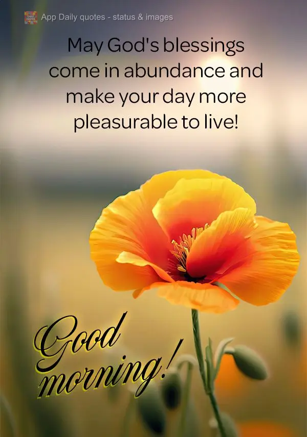 May God's blessings come in abundance and make your day more pleasurable to live!  Good morning!