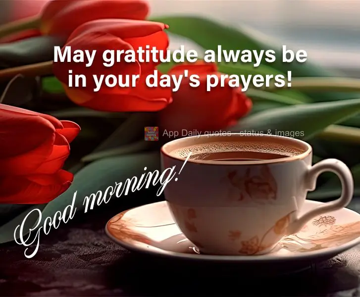 May gratitude always be in your day's prayers! Good morning!