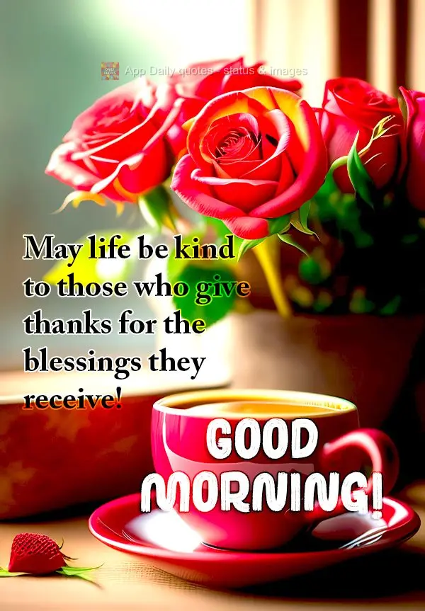 May life be kind to those who give thanks for the blessings they receive! Good morning!