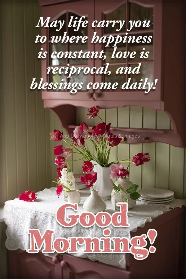 May life carry you to where happiness is constant, love is reciprocal, and blessings come daily! Good morning! 