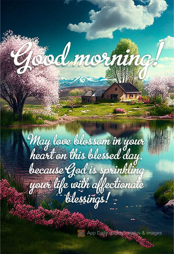 May love blossom in your heart on this blessed day, because God is sprinkling affectionate blessings over your life!  Good morning!
