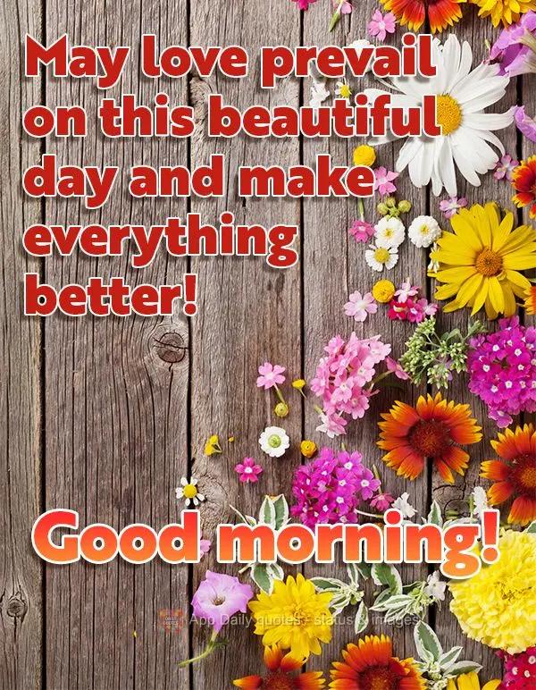 May love prevail on this beautiful day and make everything better! Good morning!