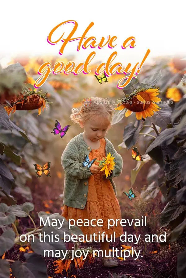 May peace prevail on this beautiful day and may joy multiply. Have a good day!
