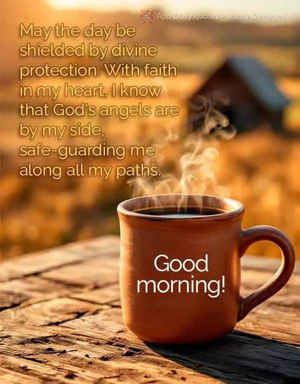 May the day be shielded by divine protection. With faith in my heart, I know that God's angels are by my side, safe-guarding me along all my paths. Good ...