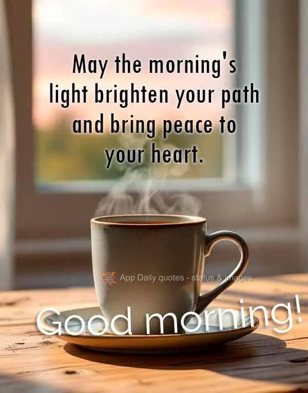May the morning's light brighten your path and bring peace to your heart. Good morning!