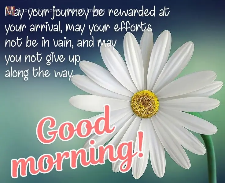 May your journey be rewarded at your arrival, may your efforts not be in vain, and may you not give up along the way.  Good morning! 