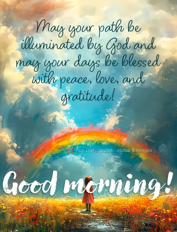 May your path be illuminated by God and may your days be blessed with peace, love, and gratitude! Good morning!