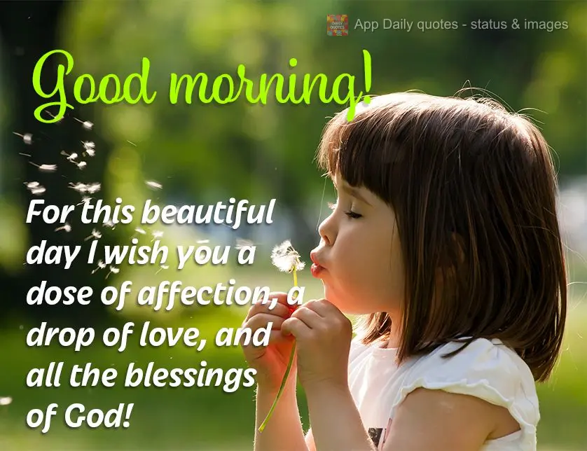 On this beautiful day, I wish you a dose of affection, a drop of love, and all the blessings of God! Good morning!