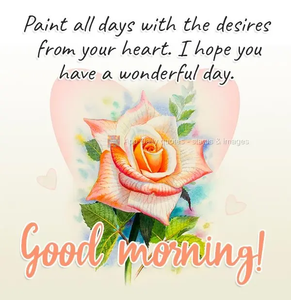 Paint every day with the desires from your heart. I hope you have a wonderful day. Good morning!