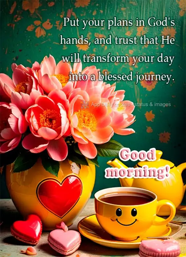 Put your plans in God's hands, and trust that He will transform your day into a blessed journey. Good morning!