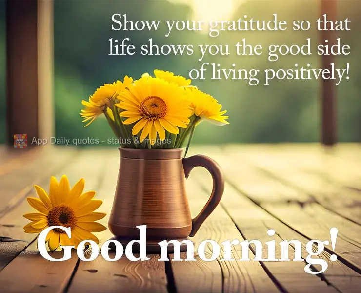 Show your gratitude so that life shows you the good side of living positively! Good morning!