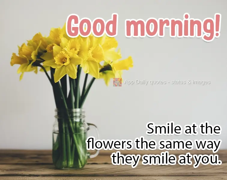 Smile at the flowers the same way they smile at you. Good morning!