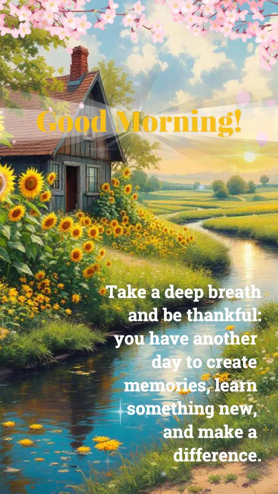 Take a deep breath and give thanks: you have another day to create memories, learn something new, and make a difference. Good morning!