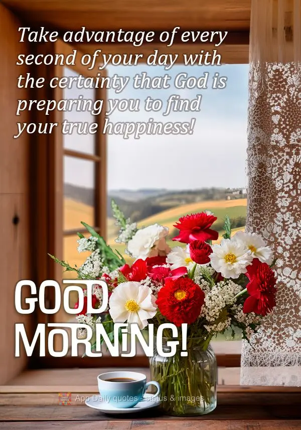 Take advantage of every second of your day with the certainty that God is preparing you to find your true happiness! Good morning!