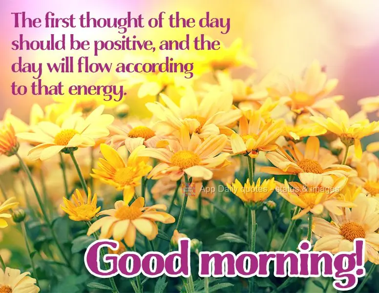 The first thought of the day should be positive, and the day will flow according to that energy. Good morning!