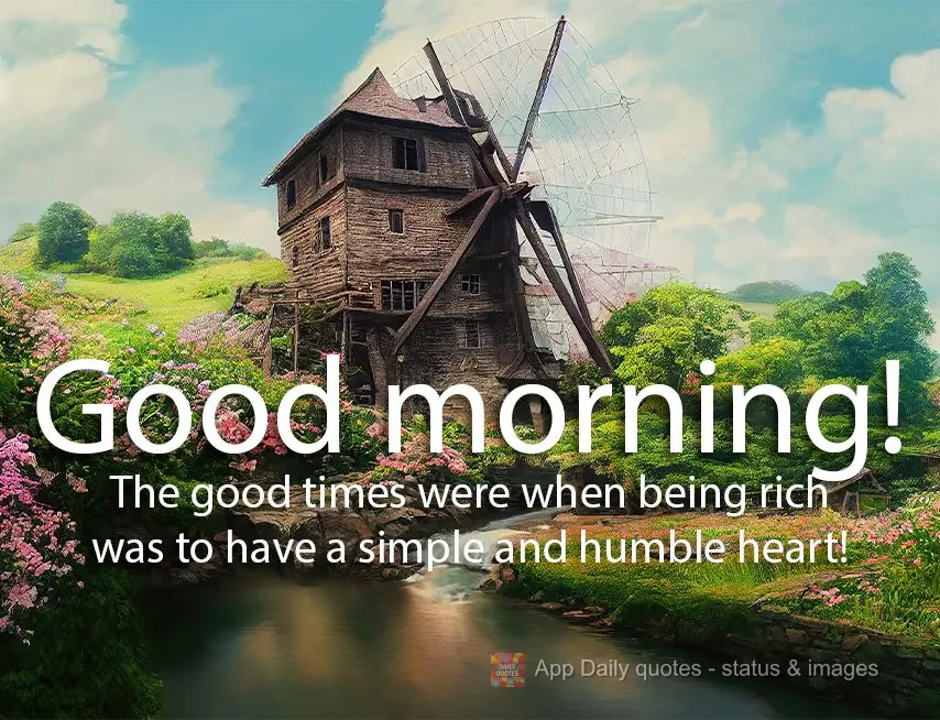 The good times were when being rich was to have a simple and humble heart! Good morning!