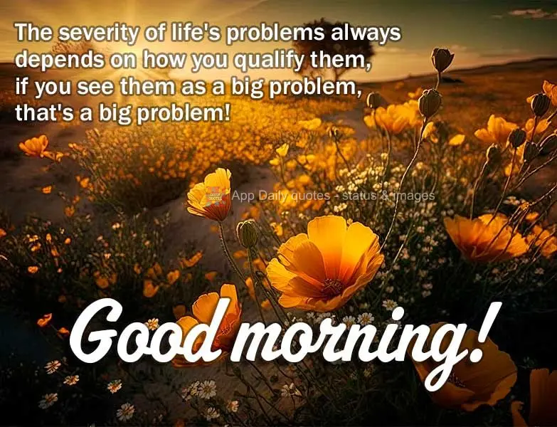 The severity of life's problems always depends on how you qualify them, if you see them as a big problem, that's a big problem! Good morning!