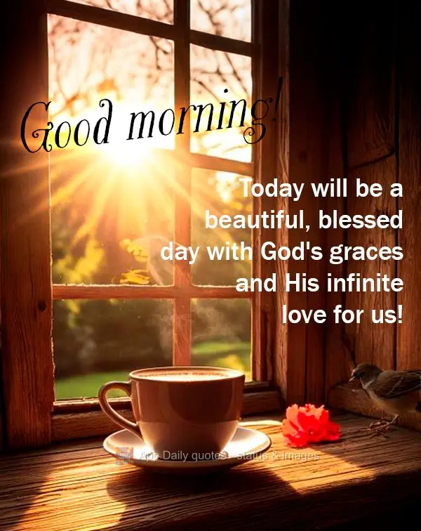 Today will be a beautiful, blessed day with God's graces and His infinite love for us! Good morning!