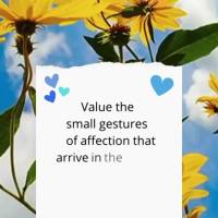 Value the small gestures of affection that arrive in the form of sweet words, tight hugs, and sweet messages! Good morning!