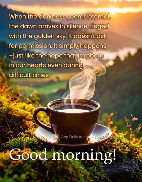 When the darkness seems eternal, the dawn arrives in silence, tinged with the golden sky. It doesn't ask for permission, it simply happens–just like th...