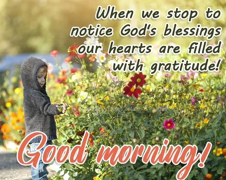 When we stop to notice God's blessings our hearts are filled with gratitude! Good morning!