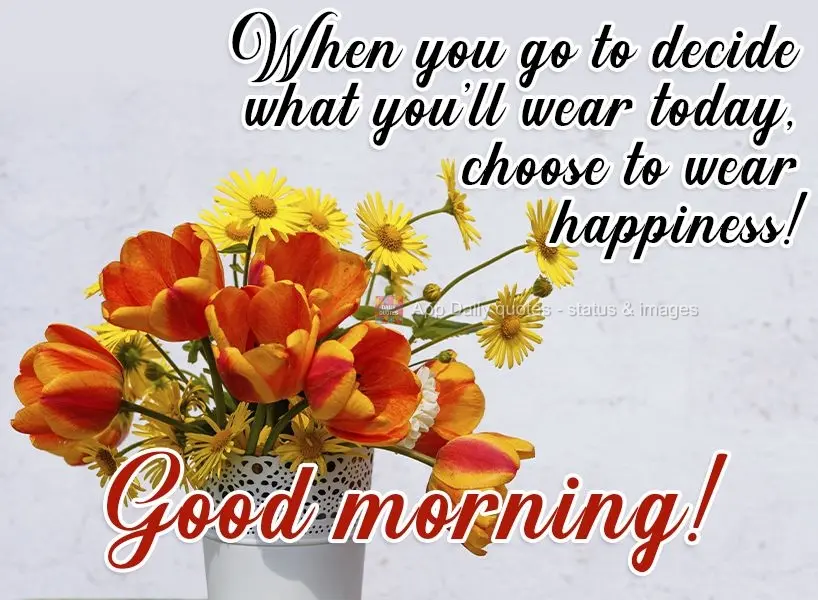 When you go to decide what you'll wear today, choose to wear happiness!  Good morning! 