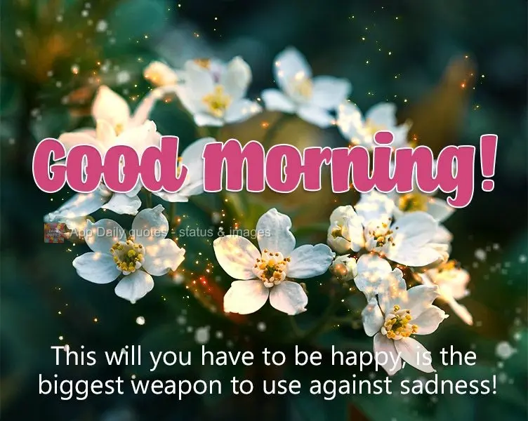 Your will to be happy is the greatest weapon to use against sadness! Good Morning!