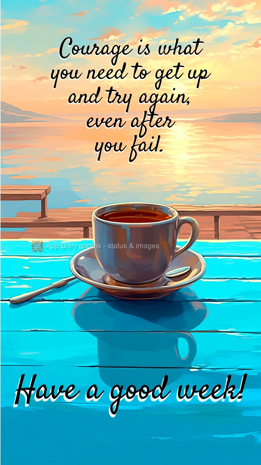 Courage is what you need to get up and try again, even after you fail. Have a good week!