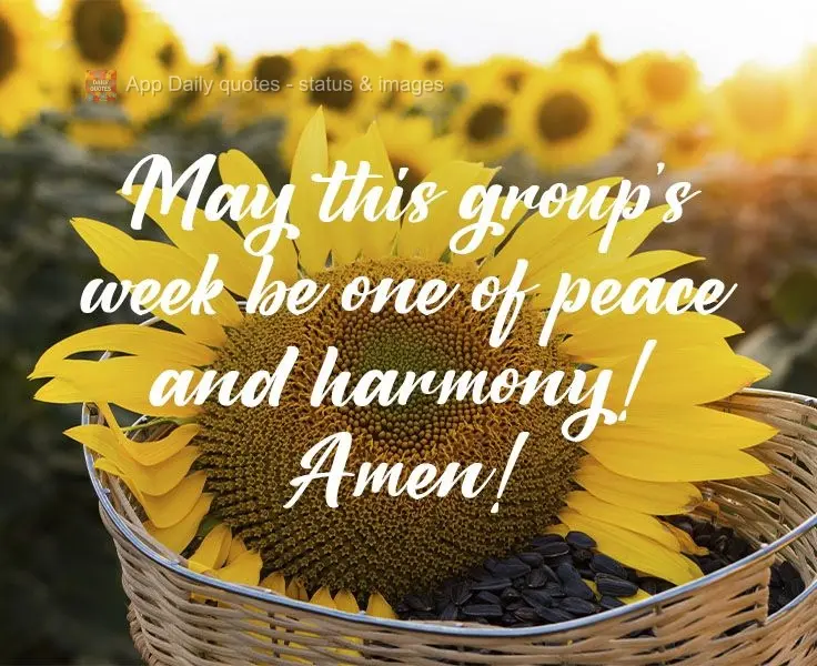 May this group's week be one of peace and harmony! Amen! 