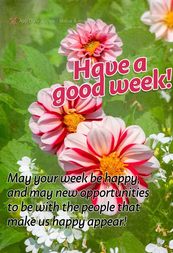 May your week be happy, and may new opportunities to be with the people that make us happy appear! Have a good week!