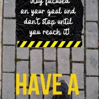 Stay focused on your goal and don't stop until you reach it! Have a good week!