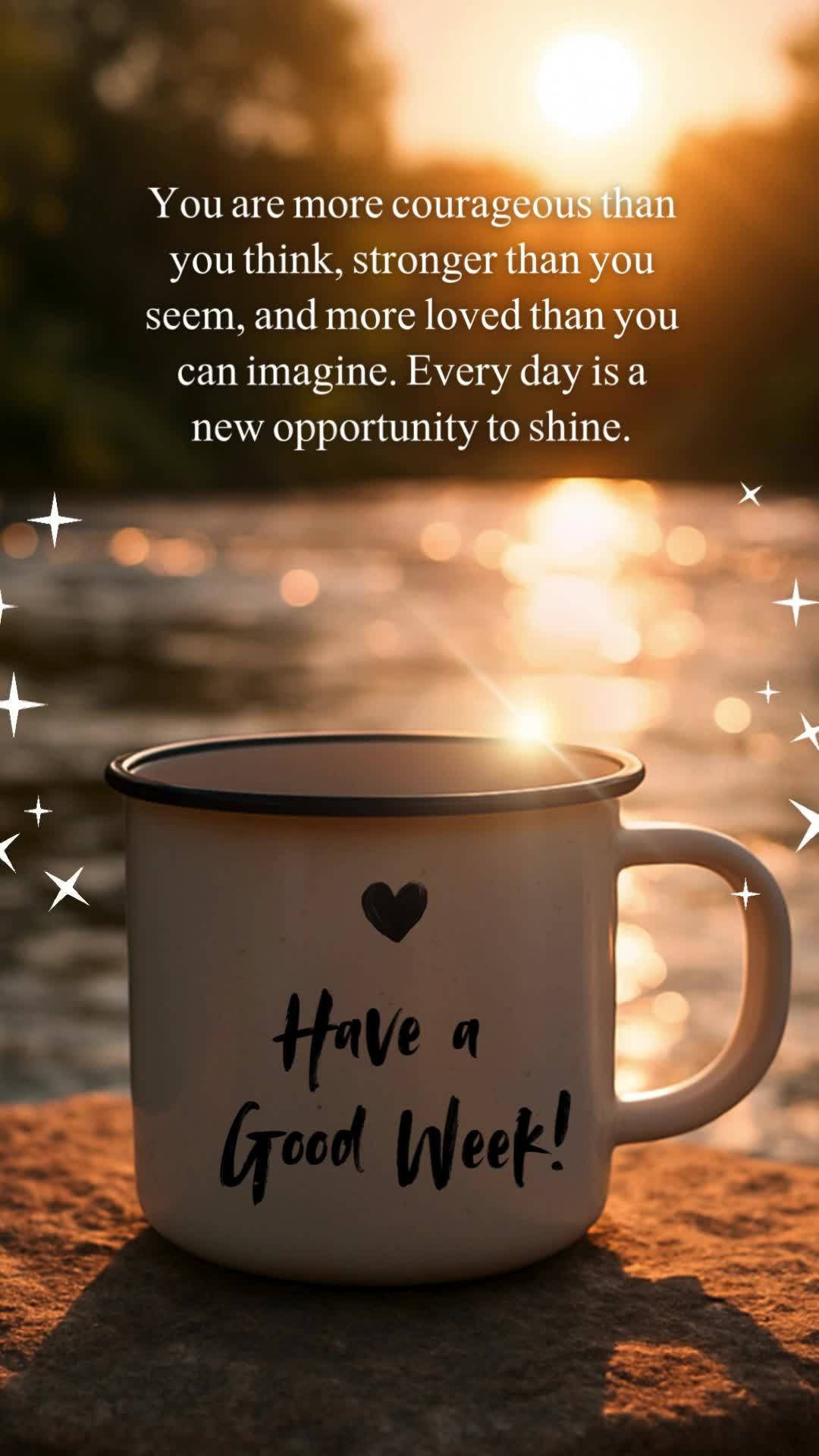 You are more courageous than you think, stronger than you seem, and more loved than you can imagine. Every day is a new opportunity to shine. Have a Good...