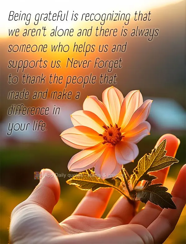 Being grateful is recognizing that we aren't alone and there is always someone who helps us and supports us. Never forget to thank the people that made a...