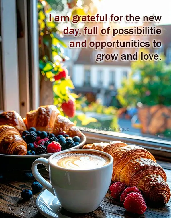 I am grateful for the new day, full of possibilities and opportunities to grow and love.