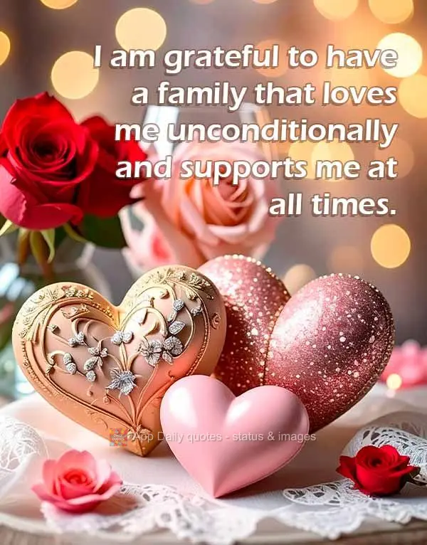 I am grateful to have a family that loves me unconditionally and supports me at all times.