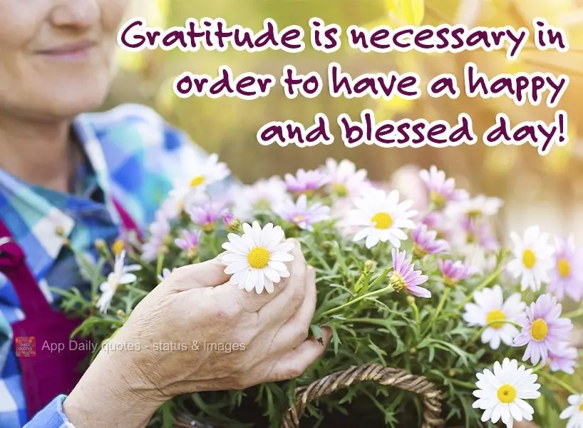 Gratitude is necessary in order to have a happy and blessed day!