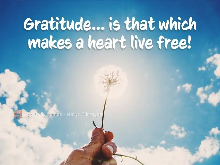 Gratitude... is that which makes a heart live free!