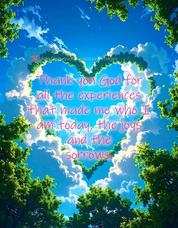 Thank you God for all the experiences that made me who I am today, the joys and the sorrows.