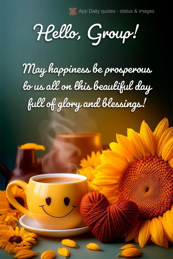 May happiness be prosperous to us all on this beautiful day full of glory and blessings! Hello, Group!