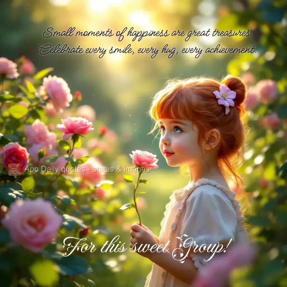 Small moments of happiness are great treasures. Celebrate every smile, every hug, every achievement. For this sweet Group!