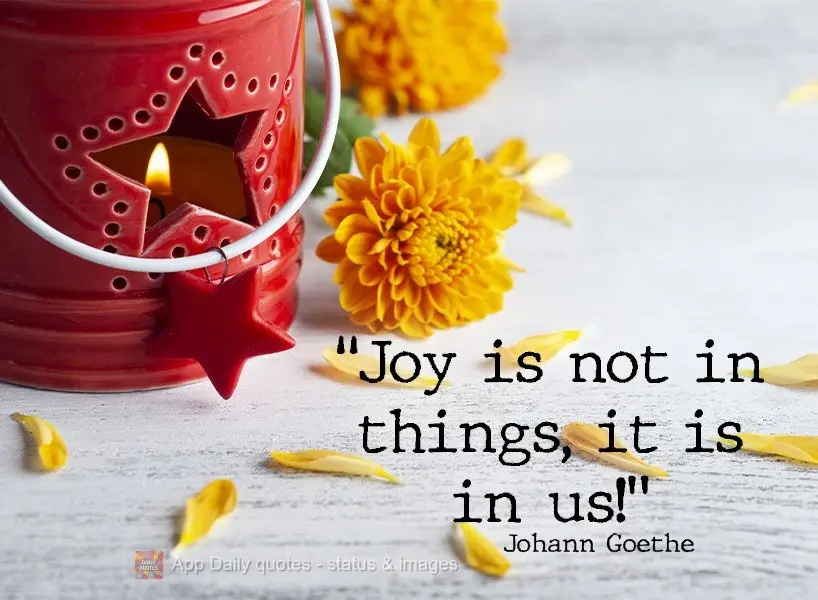 "Joy is not in things, it is in us!"  Johann Goethe