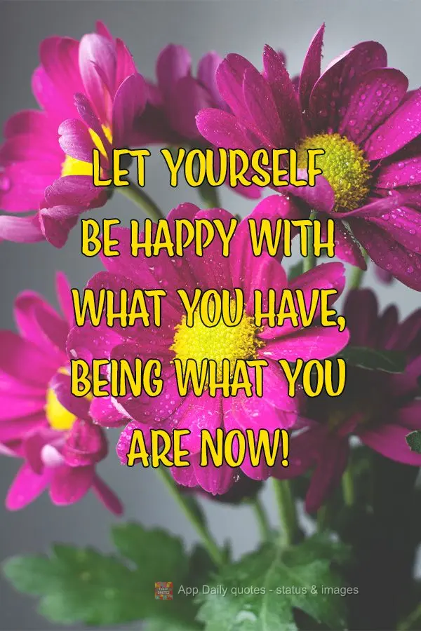 Let yourself be happy with what you have, being what you are now!